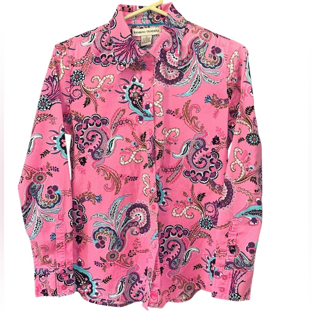 Bamboo Traders Pink Flashy Botton Down Shirt